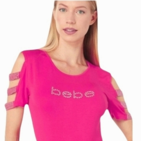 bebe Tops - [Large, XL & 1XL] BNWT Bebe Pink Cold Shoulder Tee BRAND NEW WITH TAGS